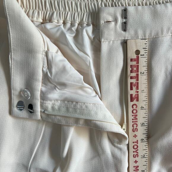 Christian Lacroix Women’s Cream Wide Leg Pants Size M Elastic Waist Lined - Picture 2 of 12